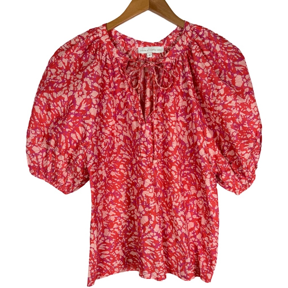 House of Harlow 1960 Martine Cotton Puff Blouse Cottagecore Whimsical Boho EUC - Picture 2 of 8